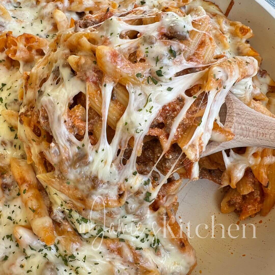 Easy baked ziti with ground beef