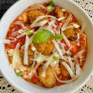 chicken parm bowl in jamies kitchen