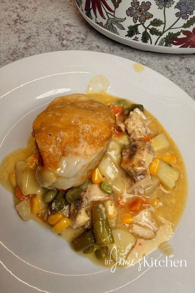 Slow Cooker Chicken Pie with Biscuits