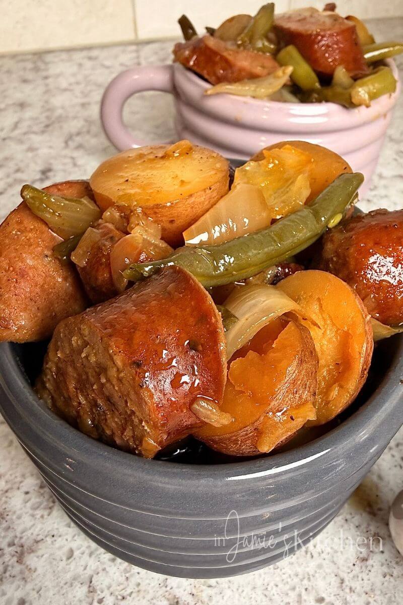Slow Cooker Swamp Potatoes  and Sausage (An Easy Cajun One-Pot Meal)