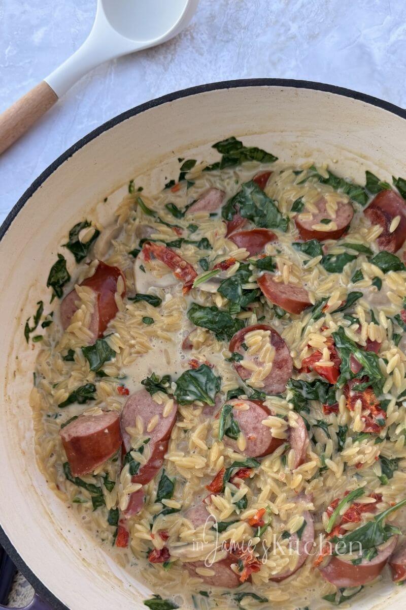 One Pot Marry Me Orzo (with Sausage)